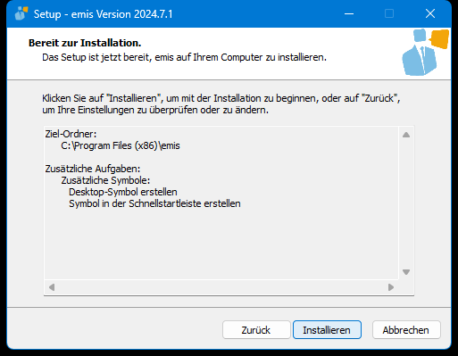 Zusammenfassung vor der Installation