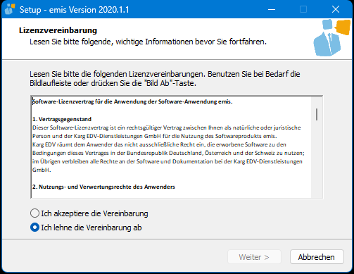 Lizenzvereinbarung des Demo-Setups