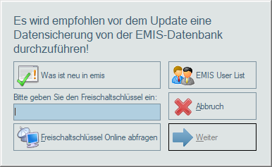Abfrage des Freischaltschlüssels