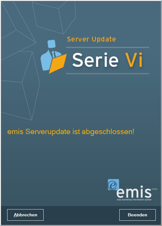 Das Serverupdate ist abgeschlossen